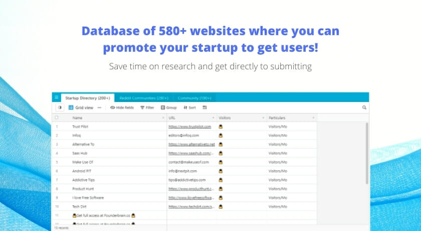 free-database-to-launch-promote-startup